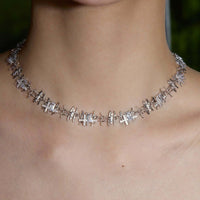 Braided Woven Dainty Choker Necklace Set Silver