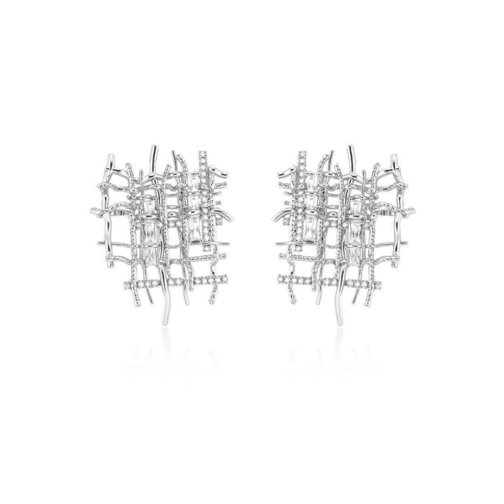 Braided Woven Dainty Earrings Silver