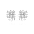 Braided Woven Dainty Earrings Silver