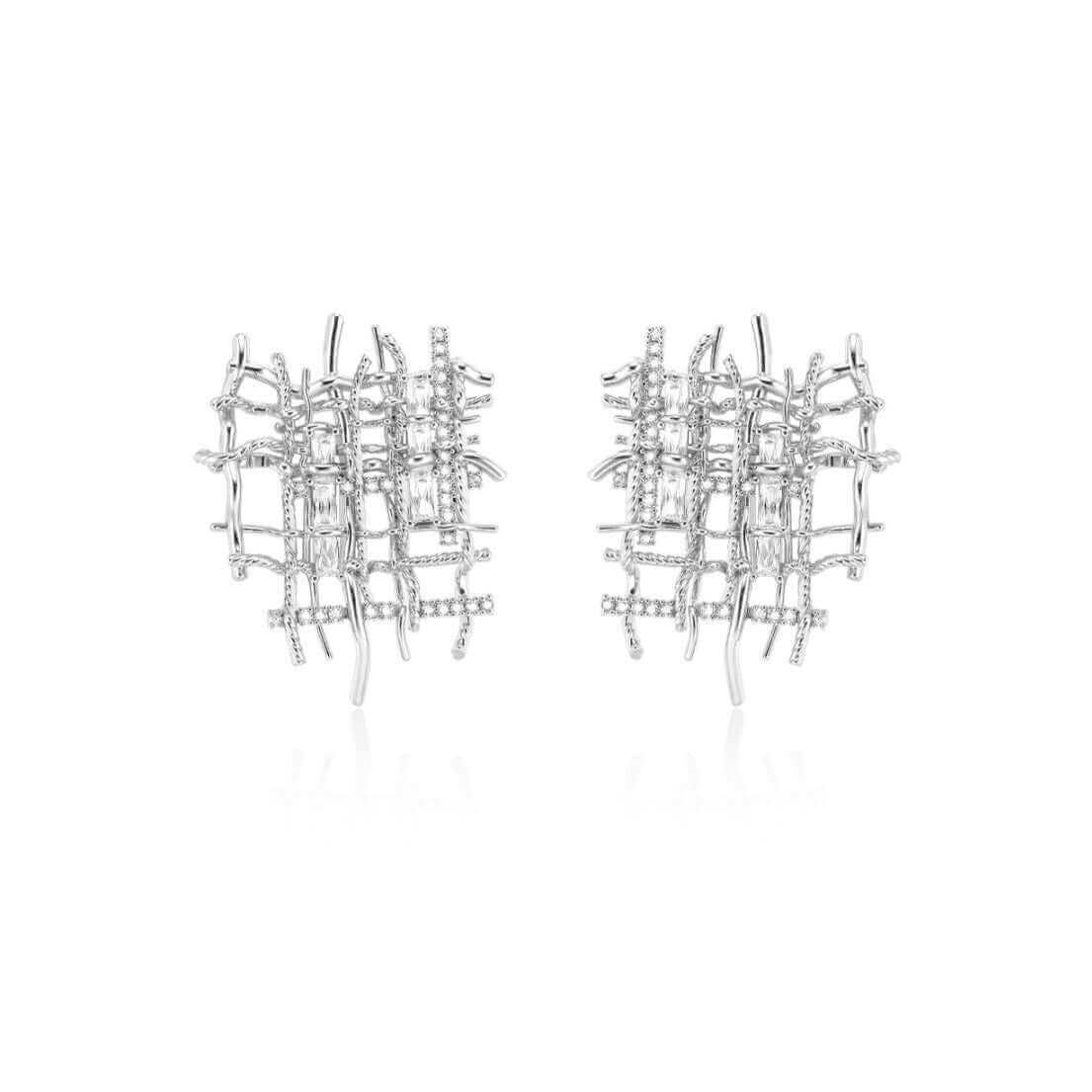 Braided Woven Dainty Earrings Silver