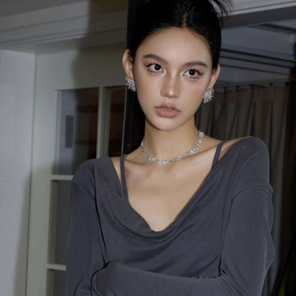 Braided Woven Dainty Choker Necklace Set Silver