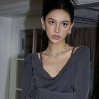 Braided Woven Dainty Choker Necklace Set Silver