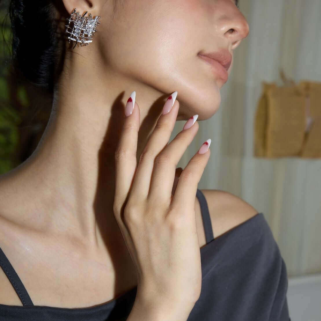 Silver CZ Braided Woven Earrings 