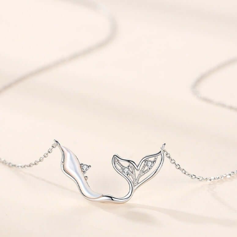 Silver CZ Dolphin Pendant Necklace