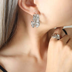 18K Gold Crinkle Hoop EarringsSilver