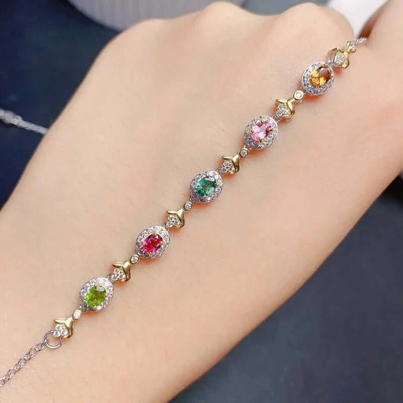 Silver Colorful Crystal Bracelet