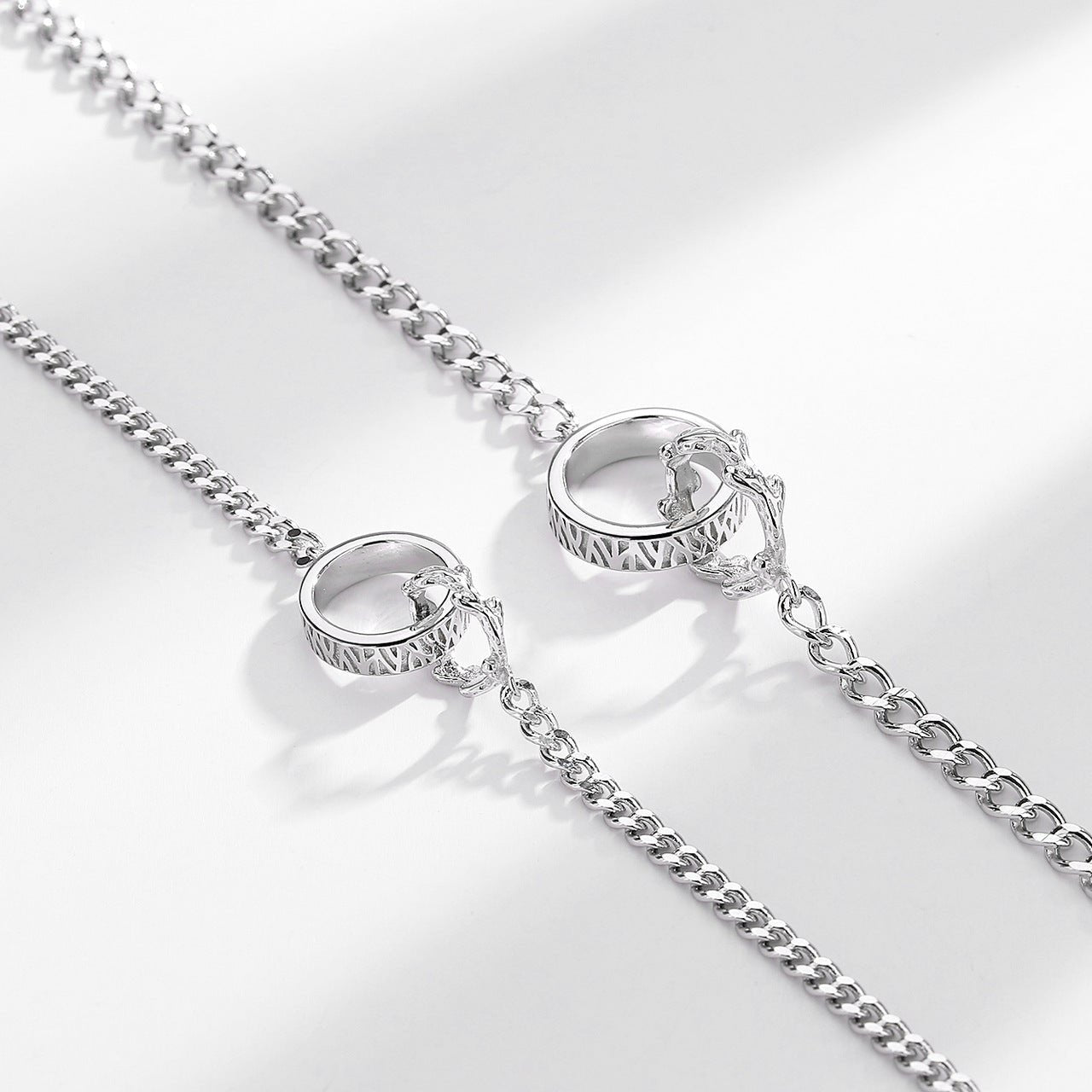 Silver Connection Ring Chain Bracelet