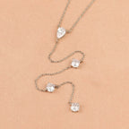 Silver Crystal Lariat Necklace