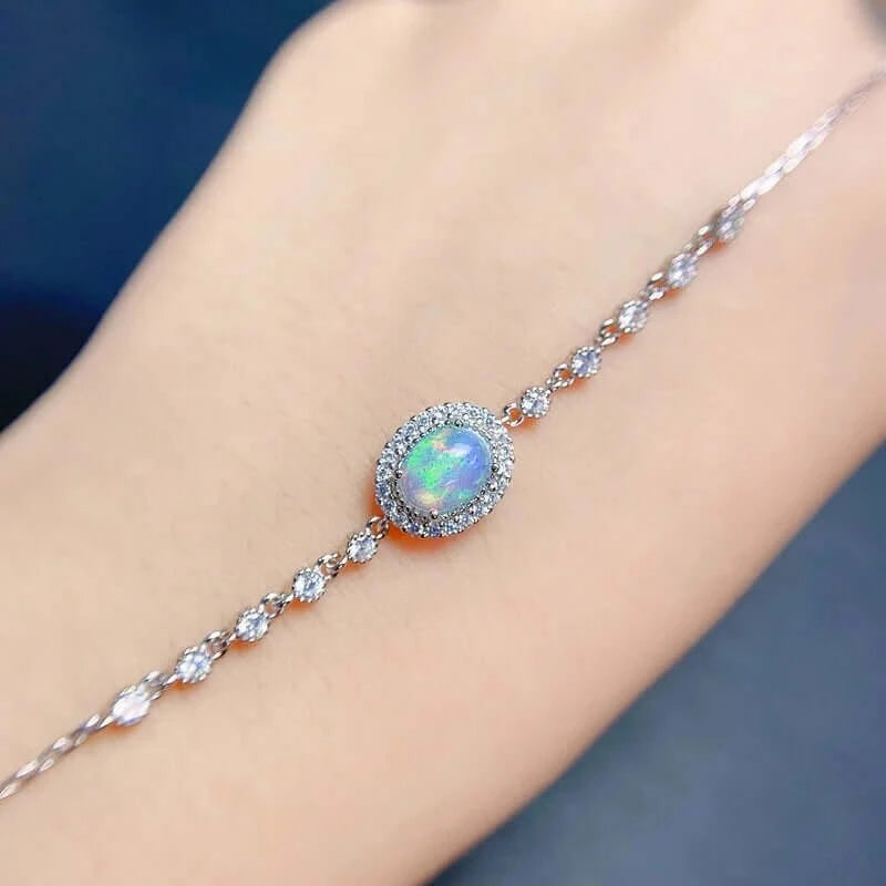 Silver Crystal Opal Bracelet