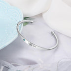  Silver Custom Name Engraved BirthStone Bangle