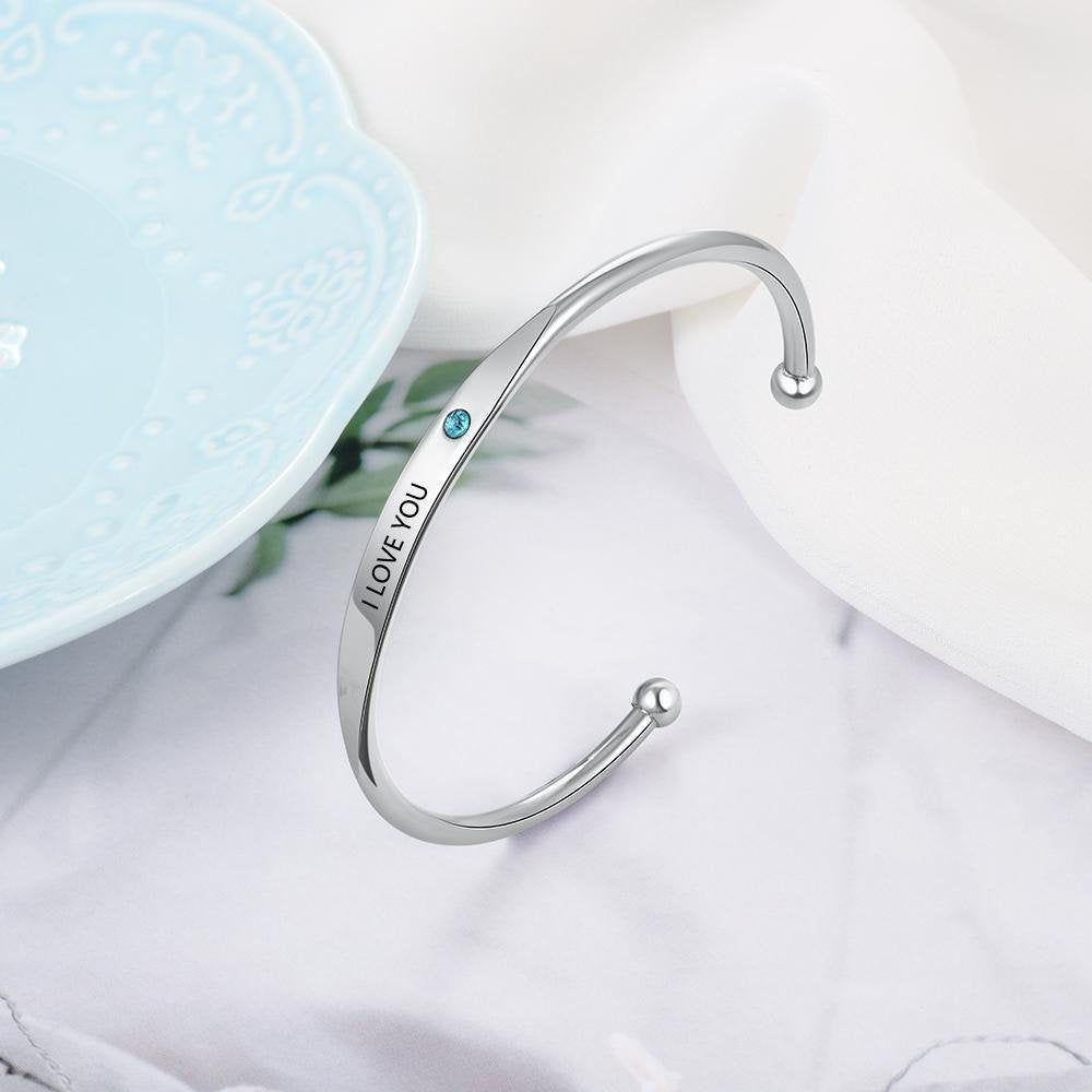 Silver Custom Name Engraved Bracelet