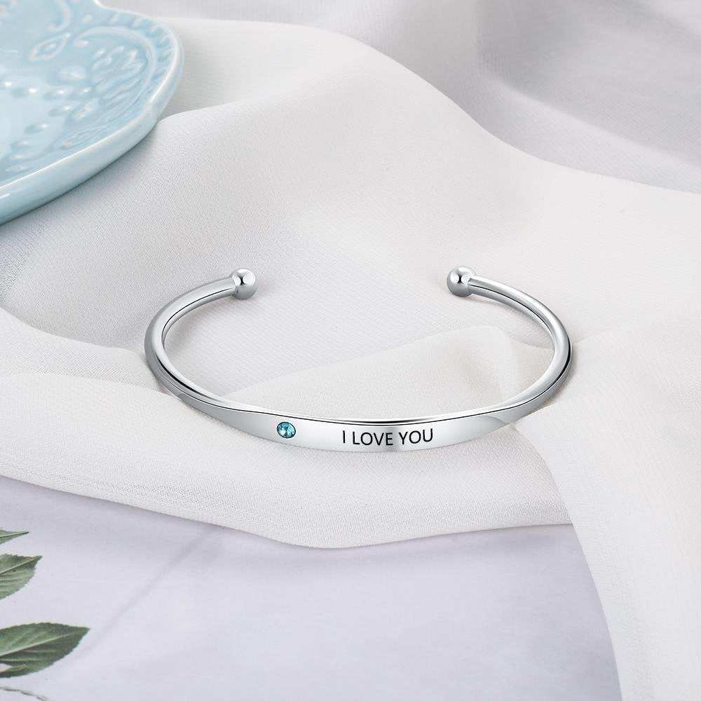 Silver Custom Name Engraved Jewelry Bangle