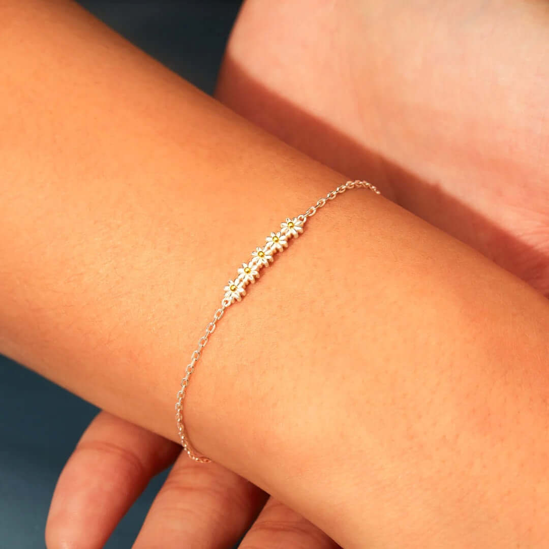 Silver Daisy Adjustable Bracelets