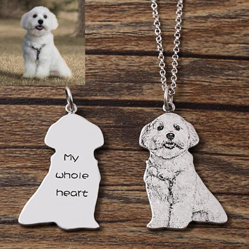 Silver Dog Portrait Necklace