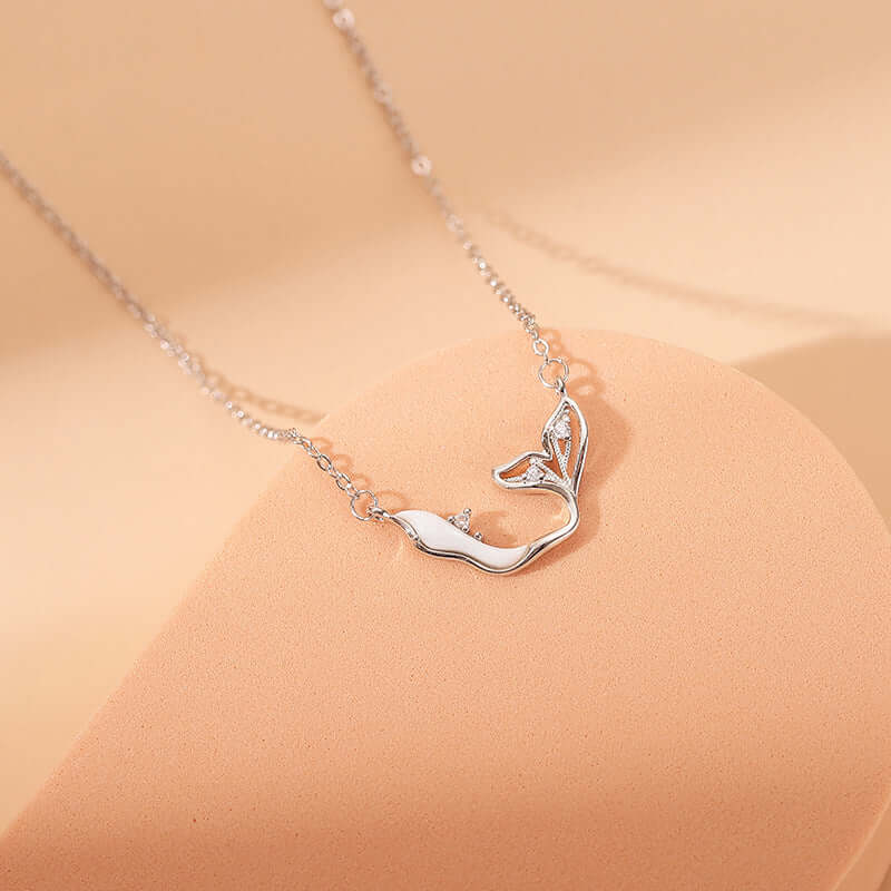 Silver Dolphin CZ Pendant Necklace