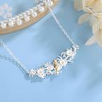 Silver Dove and Olive Brancht Necklace