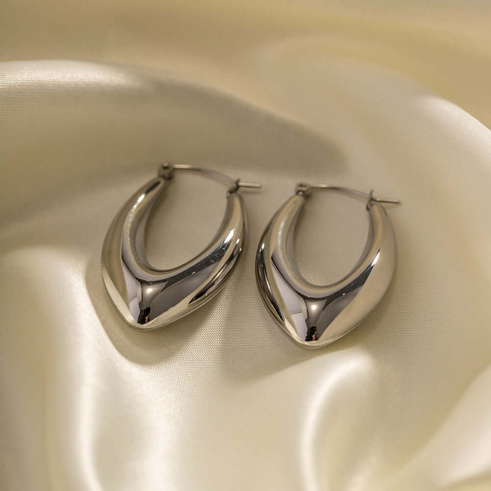 18K Gold Plated Curve Hoop French Earrings