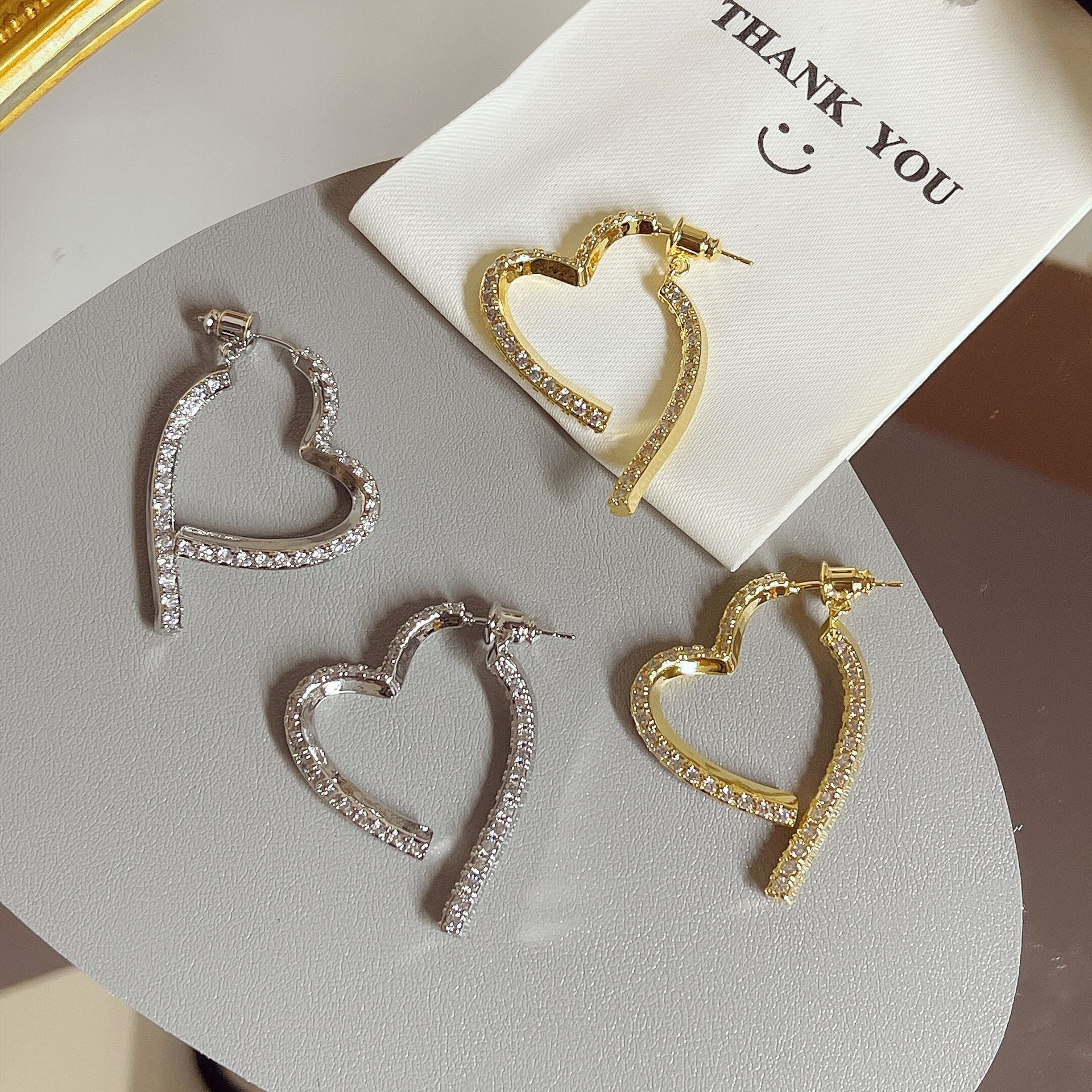 Silver Gold Heart Hoop Earrings