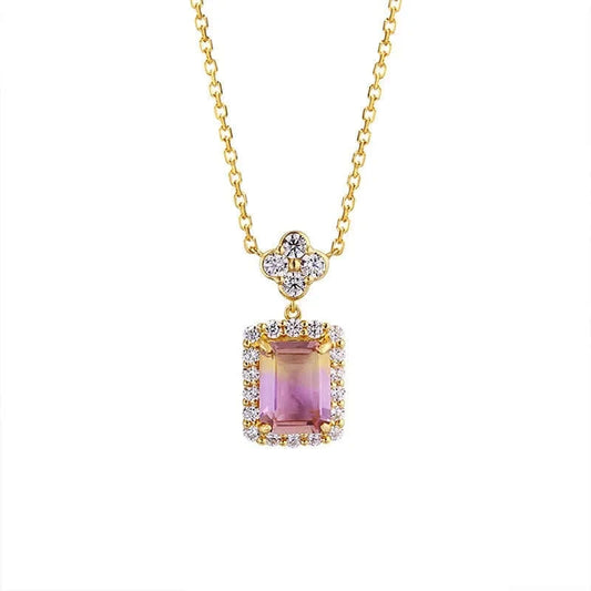 Silver Gold Natural Ametrine Pendant Necklace