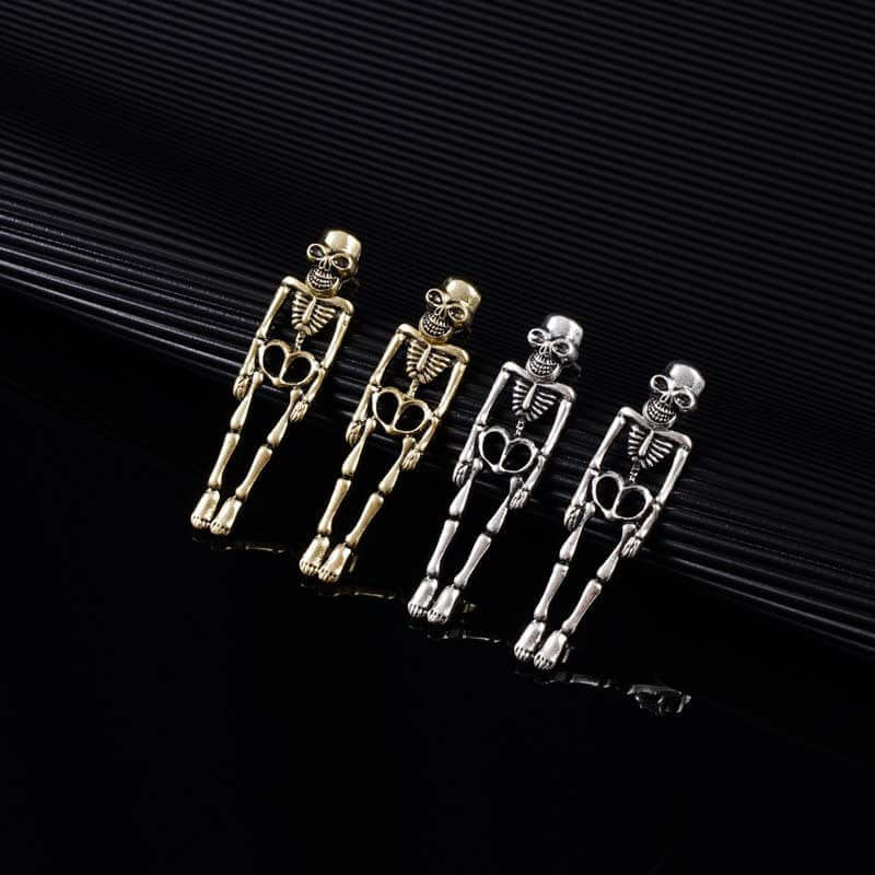 2 Way Skull Skeleton Ear Jacket Earrings Stud