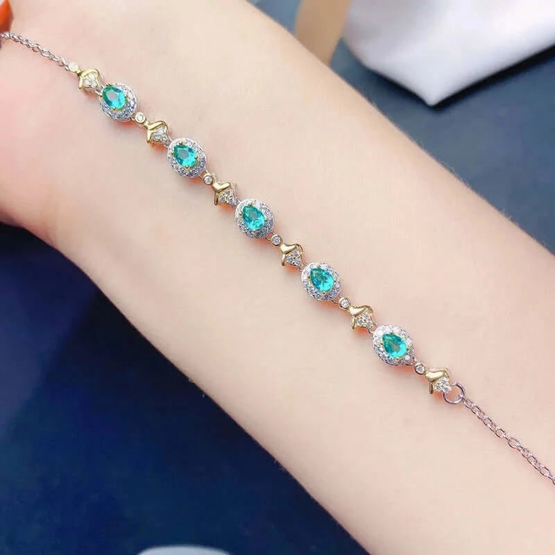 Silver Green Topaz Crystal Bracelet