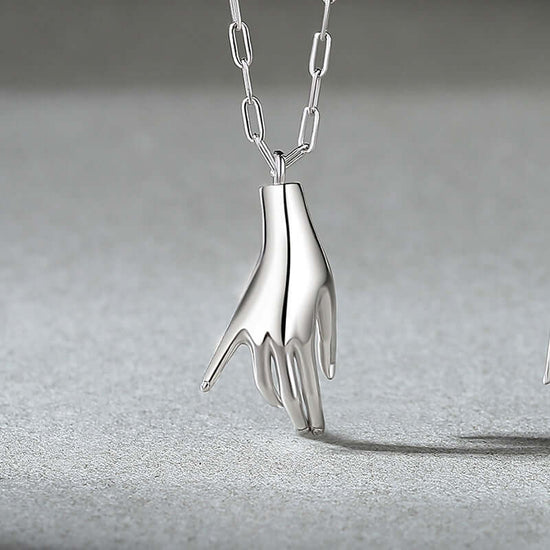 Silver Hand Pendant Chain Necklace