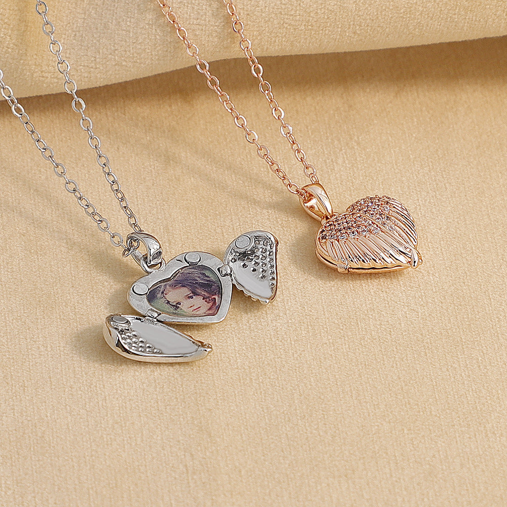 Silver Heart Memory Photo Pendant Necklace