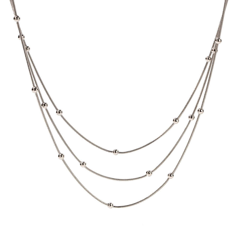 14K Gold Layering Herringbone Beads Chain Necklace