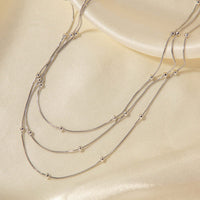 14K Gold Layering Herringbone Beads Chain Necklace