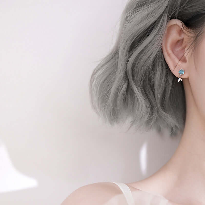 Silver Mermaid Tail Earrings