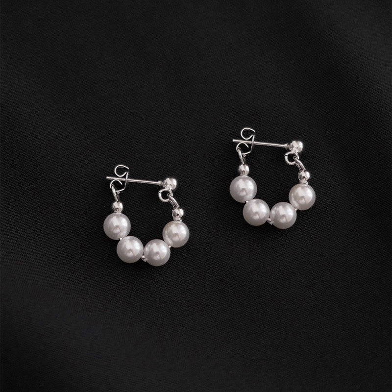 Silver Pearl Beads Earrings