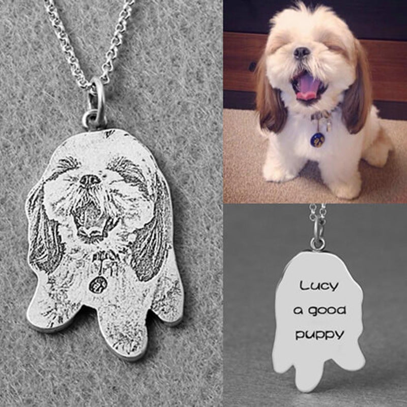 Silver Pet Portrait Necklace