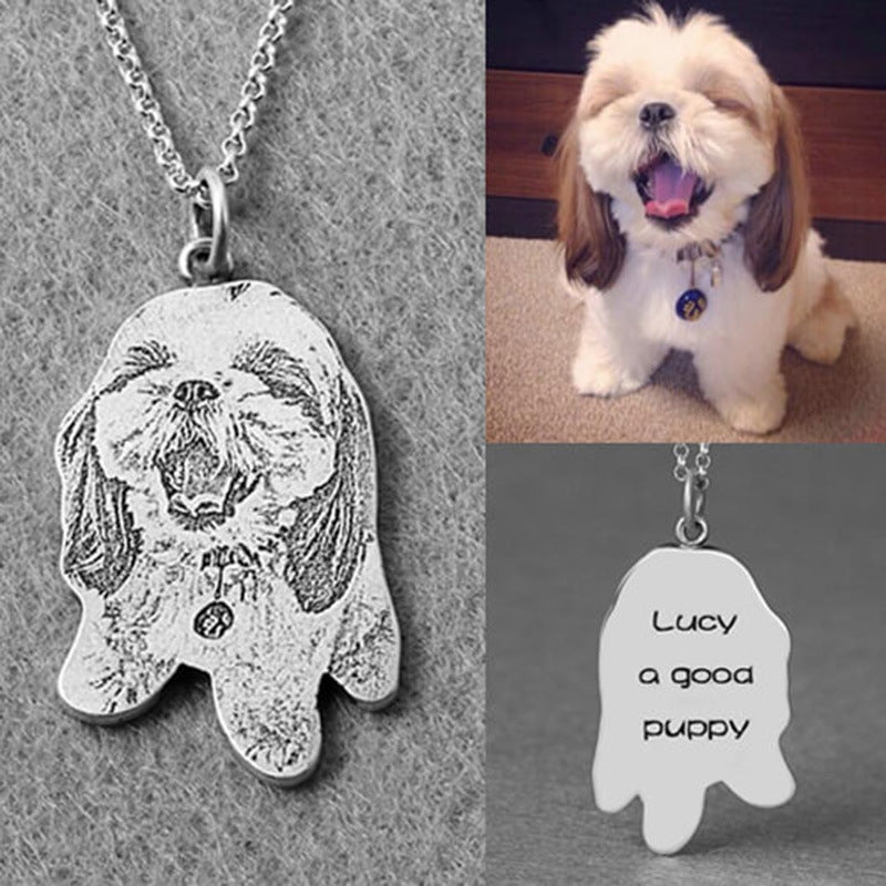 Silver Pet Portrait Necklace
