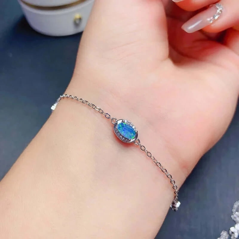 Silver Platinum Blue Crystal Bracelet