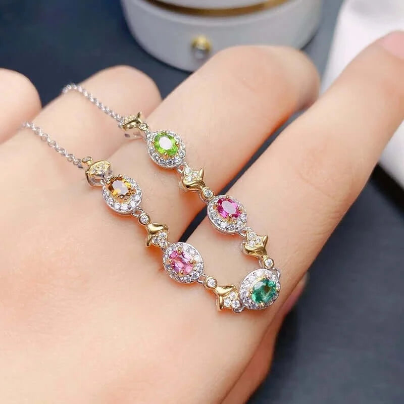 Silver Platinum Colorful Crystal Bracelet