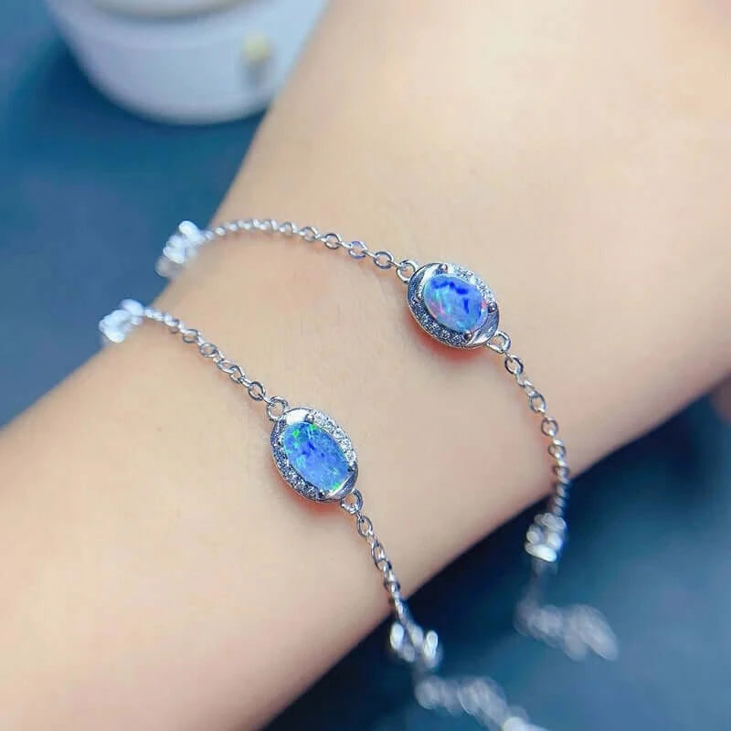 Silver Platinum Opal Bracelet