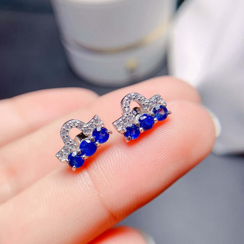 Silver Platinum Sapphire Earrings