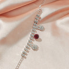 Silver Red Crystal Rhinestone Anklet