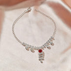 Silver Rhinestone Red Crystal Anklet