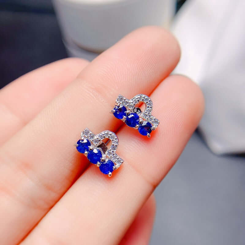 Silver Sapphire Earrings