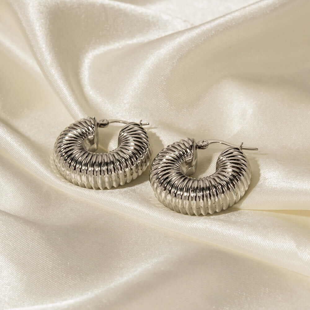 Silver Simple Twisted C Earrings