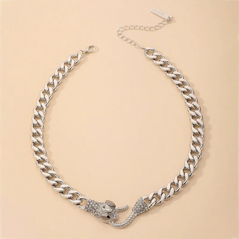 Silver Snake CZ Opulent Necklace