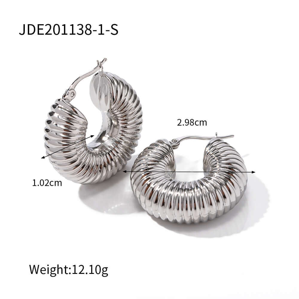 18K Gold Plated Spiral C Hoop Earrings | JDE2138