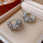 Silver Spiral Triangle Timeless Earrings