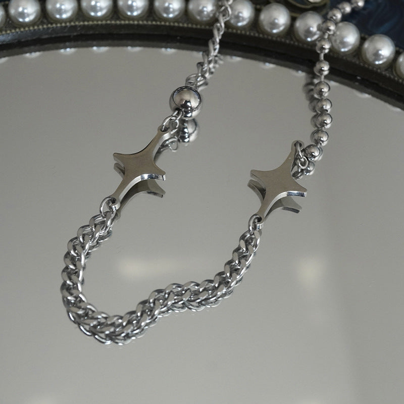 Silver Star Curb Necklace