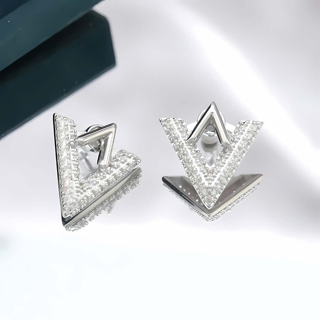 Two Ways Essential V Shaped Chevron Front Back Ear Jacket Earrings