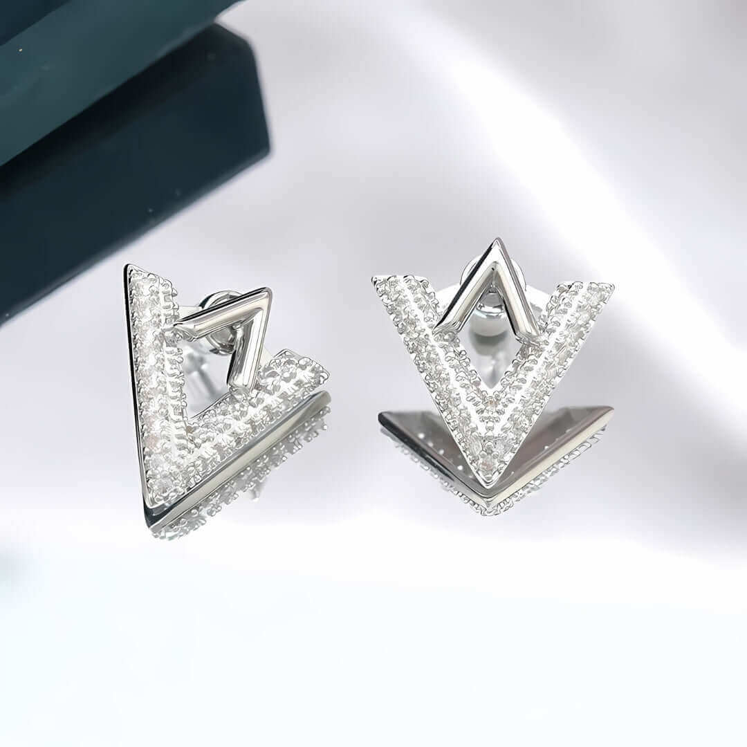 Two Ways Essential V Shaped Chevron Front Back Ear Jacket Earrings