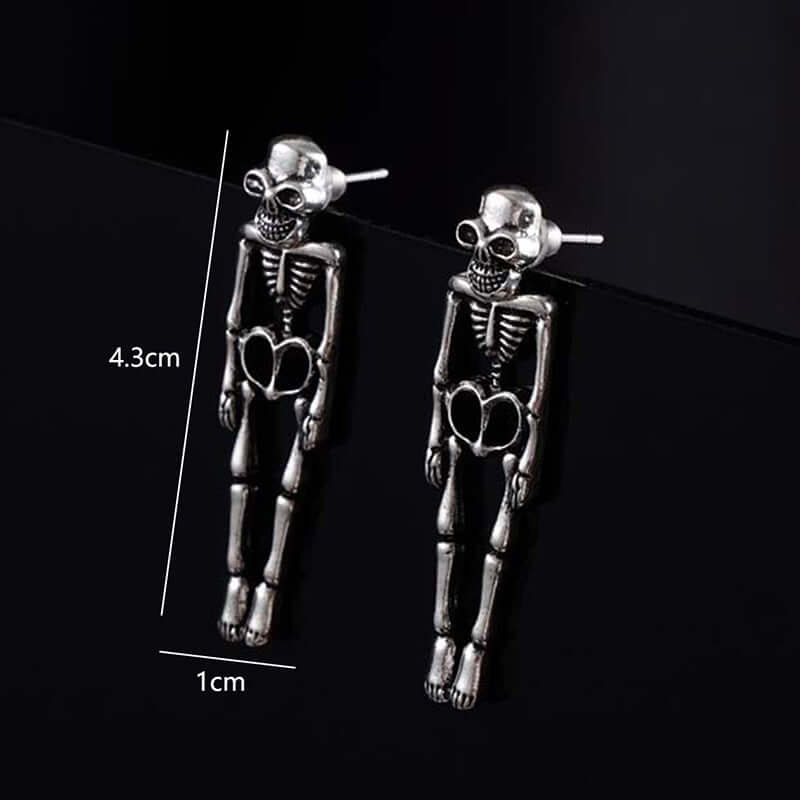 2 Way Skull Skeleton Ear Jacket Earrings Stud