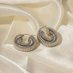 Chunky 18K Gold Plated Spiral C Hoop Earrings