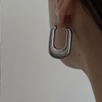 18K Gold Plated Hollow Textured U Hoop Earrings